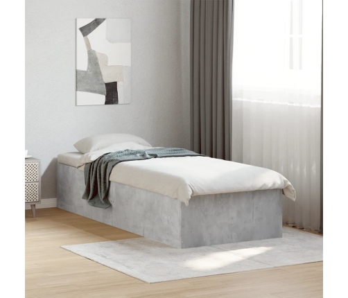 Estructura de cama madera de ingeniería gris hormigón 100x200cm