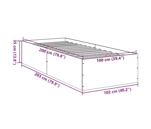 Estructura de cama madera de ingeniería gris hormigón 100x200cm