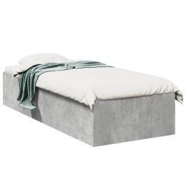 Estructura de cama madera de ingeniería gris hormigón 100x200cm