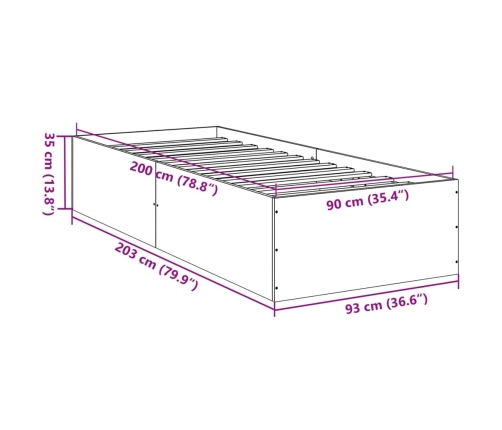 Estructura de cama madera de ingeniería blanca 90x200 cm