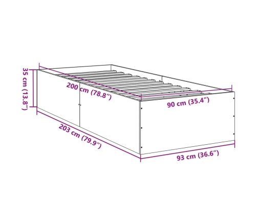 Estructura de cama madera de ingeniería negra 90x200 cm