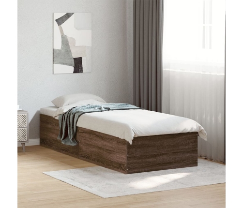 Estructura de cama madera de ingeniería marrón roble 90x190 cm