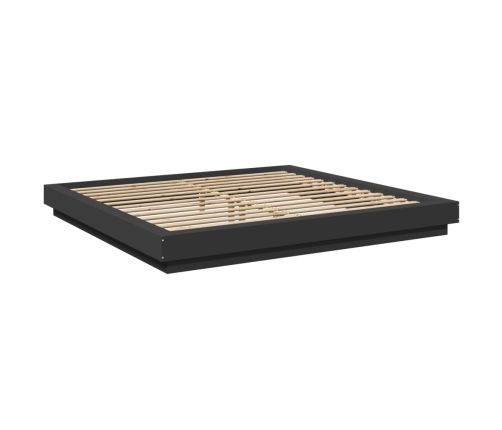 vidaXL Estructura cama con luces LED madera ingeniería negro 200x200cm