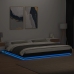 Estructura cama con luces LED madera ingeniería negro 200x200cm