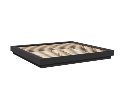 vidaXL Estructura cama con luces LED madera ingeniería negro 200x200cm