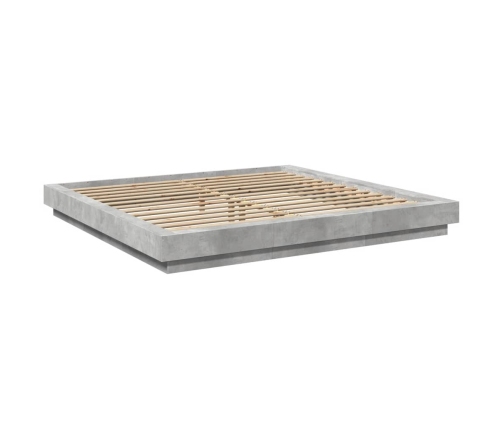 vidaXL Estructura cama con luces LED madera gris hormigón 200x200 cm