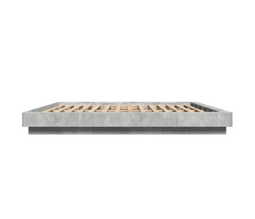 vidaXL Estructura cama con luces LED madera gris hormigón 200x200 cm