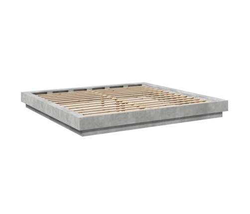 vidaXL Estructura cama con luces LED madera gris hormigón 200x200 cm