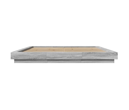 Estructura cama con luces LED madera gris Sonoma 180x200 cm