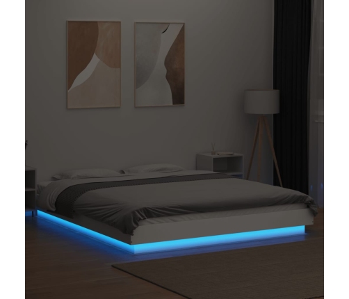 vidaXL Estructura de cama con LED madera ingeniería blanco 160x200 cm