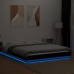 Estructura cama con luces LED madera ingeniería negro 160x200cm