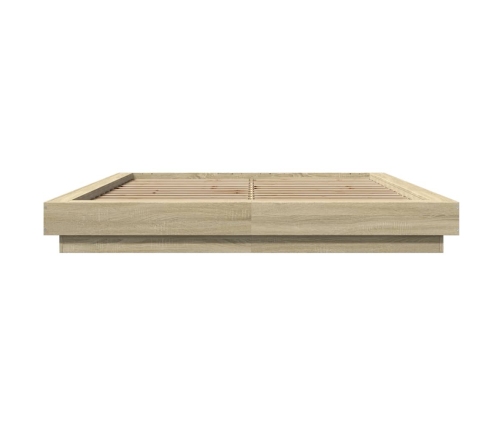 vidaXL Estructura cama con luces LED madera roble Sonoma 160x200 cm