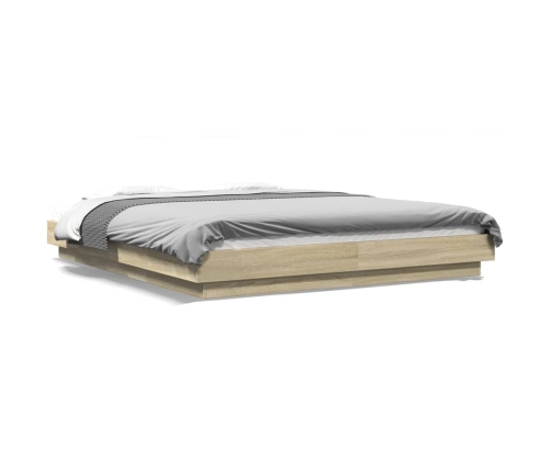 vidaXL Estructura cama con luces LED madera roble Sonoma 160x200 cm