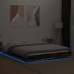 Estructura cama con luces LED madera roble ahumado 160x200 cm