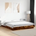 Estructura cama con luces LED madera roble ahumado 160x200 cm