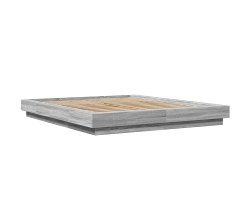 Estructura cama con luces LED madera gris Sonoma 150x200 cm