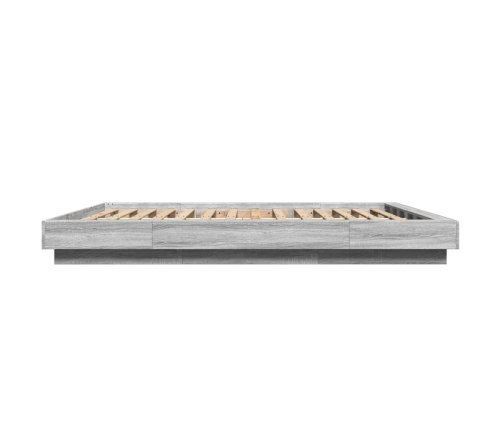 Estructura cama con luces LED madera gris Sonoma 150x200 cm