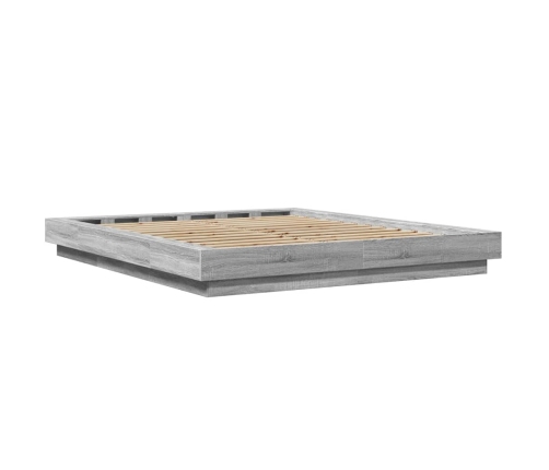 Estructura cama con luces LED madera gris Sonoma 150x200 cm