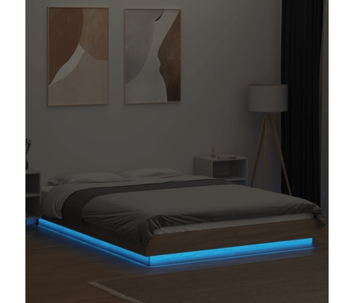 Estructura cama con luces LED madera roble Sonoma 140x200 cm