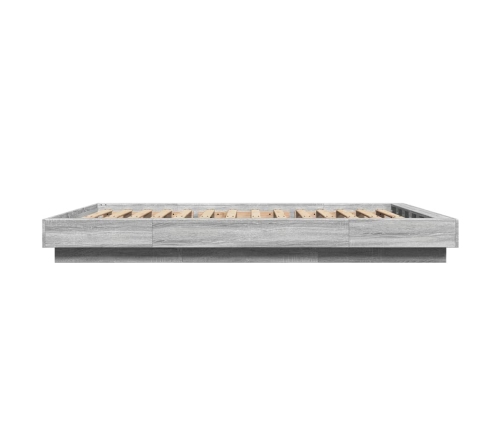 Estructura cama con luces LED madera gris Sonoma 140x200 cm