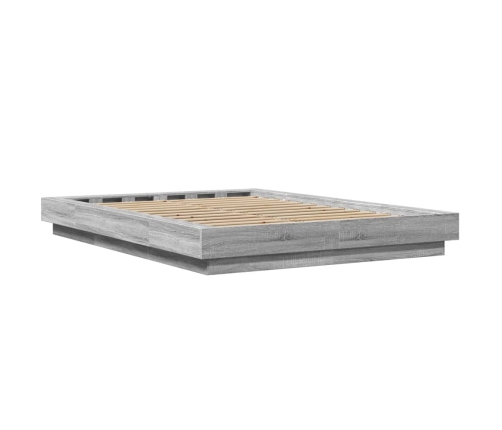 Estructura cama con luces LED madera gris Sonoma 140x200 cm