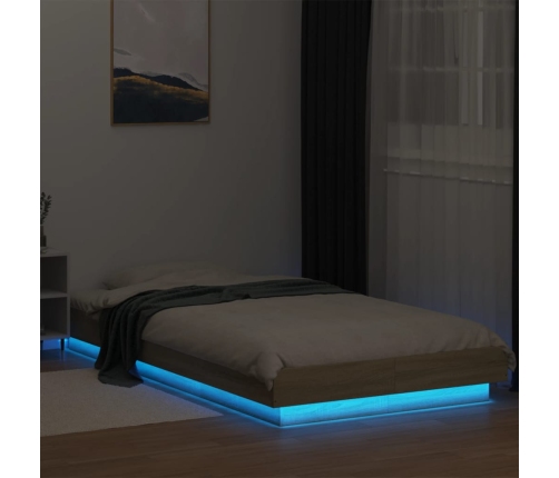 Estructura cama con luces LED madera roble Sonoma 100x200 cm