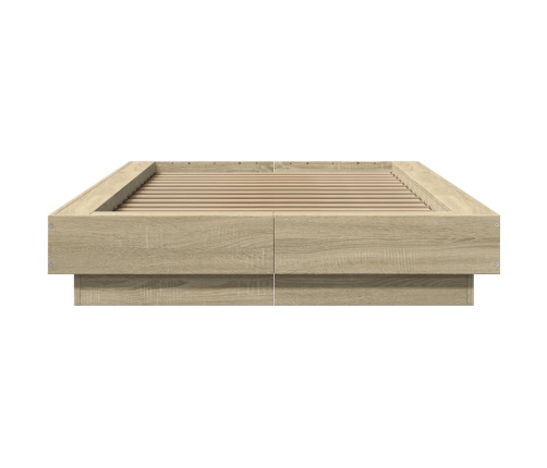 Estructura cama con luces LED madera roble Sonoma 100x200 cm