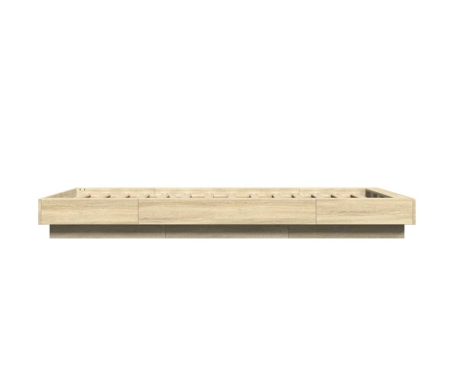 Estructura cama con luces LED madera roble Sonoma 100x200 cm