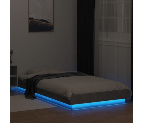 Estructura cama con luces LED madera gris hormigón 100x200 cm