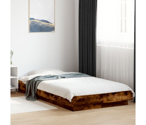 Estructura cama con luces LED madera roble ahumado 100x200 cm