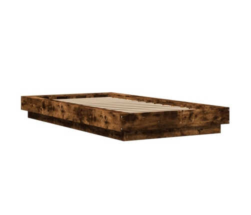 Estructura cama con luces LED madera roble ahumado 100x200 cm