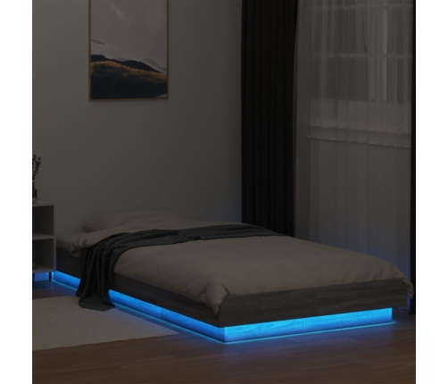 vidaXL Estructura cama con luces LED madera gris Sonoma 100x200 cm