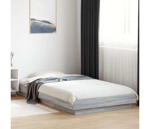 vidaXL Estructura cama con luces LED madera gris Sonoma 100x200 cm