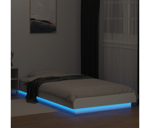 Estructura de cama con LED madera ingeniería blanco 90x200 cm