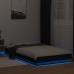 Estructura cama con luces LED madera ingeniería negro 90x200 cm