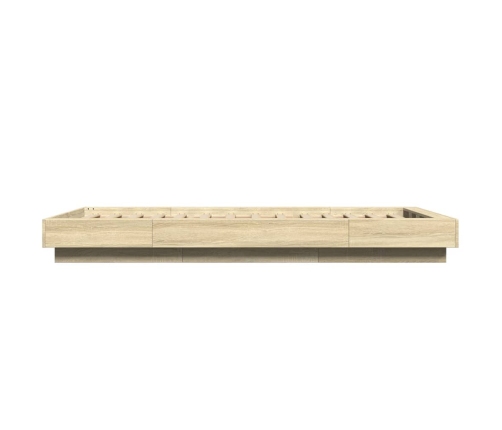 Estructura de cama con luces LED madera roble Sonoma 90x200 cm