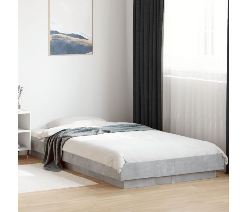 vidaXL Estructura de cama con luces LED madera gris hormigón 90x200 cm