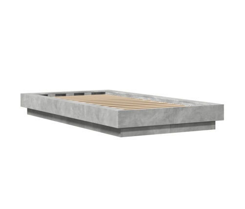 vidaXL Estructura de cama con luces LED madera gris hormigón 90x200 cm