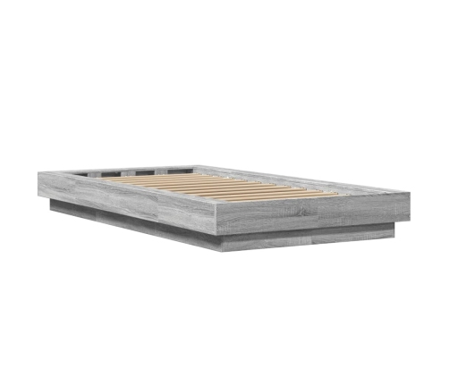 Estructura de cama con luces LED madera gris Sonoma 90x200 cm