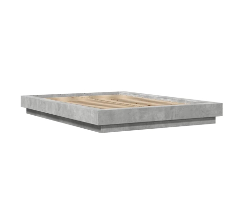 vidaXL Estructura cama con luces LED madera gris hormigón 140x190 cm