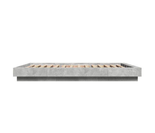 vidaXL Estructura cama con luces LED madera gris hormigón 140x190 cm