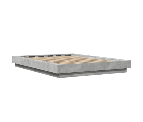 vidaXL Estructura cama con luces LED madera gris hormigón 140x190 cm