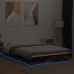 Estructura cama con luces LED madera roble ahumado 140x190 cm