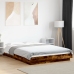 Estructura cama con luces LED madera roble ahumado 140x190 cm