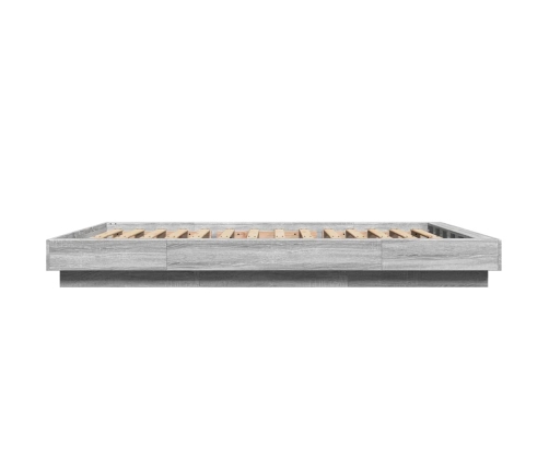 Estructura cama con luces LED madera gris Sonoma 140x190 cm