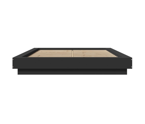 vidaXL Estructura cama con luces LED madera ingeniería negro 135x190cm