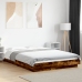 Estructura cama con luces LED madera roble ahumado 135x190 cm