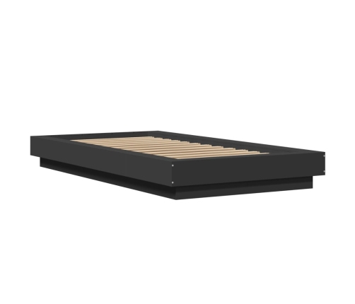 vidaXL Estructura cama con luces LED madera ingeniería negro 90x190 cm