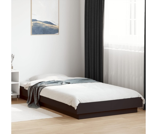 vidaXL Estructura cama con luces LED madera ingeniería negro 90x190 cm