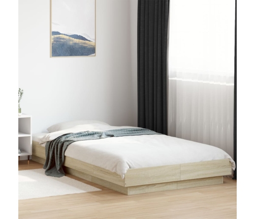 Estructura cama con luces LED madera roble Sonoma 90x190 cm